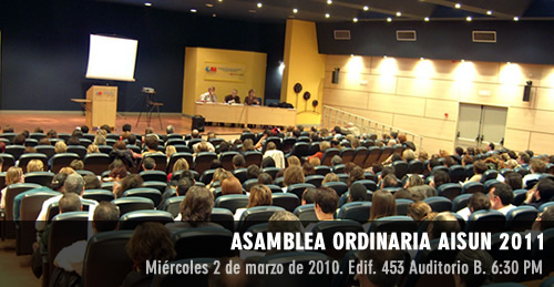 ASAMBLEA ORDINARIA AISUN 2011. Los esperamos el mi�rcoles 2 de marzo a las 6:30PM en el edificio 453 de Ingenier�a, Auditorio B.